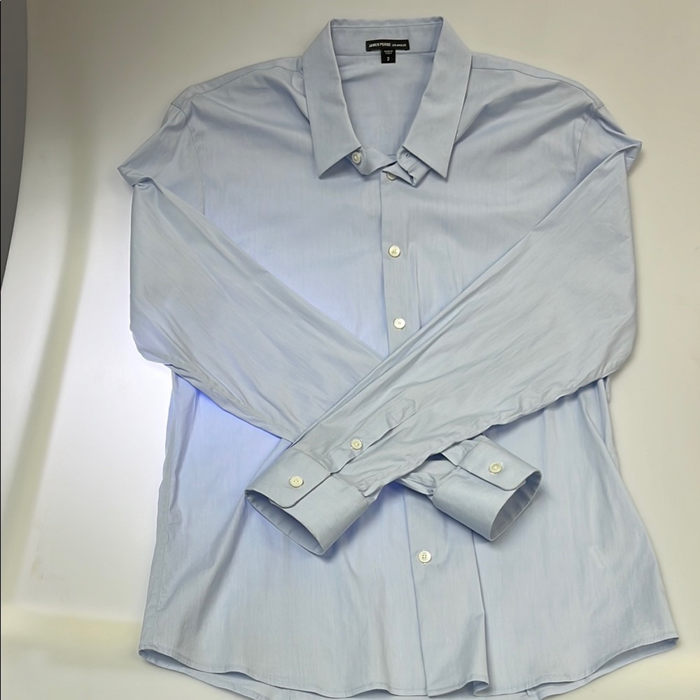 James Perse Blue Button Down Shirt with Classic Collar